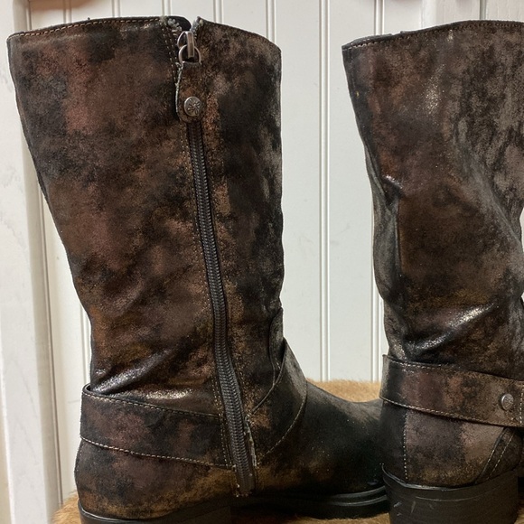 Simply Vera Metallic Biker Moto Boots 8 Punk Goth - Picture 7 of 10